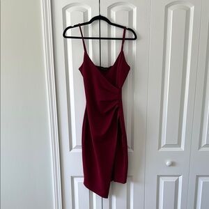 Pretty Little Thing Burgundy Wrap Front Midi Dress